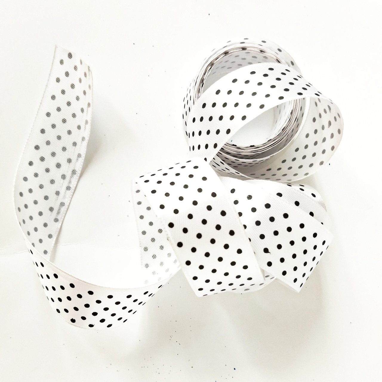 Стрічка атласна в горох колір No01 завширшки 2,5 см, фото 1