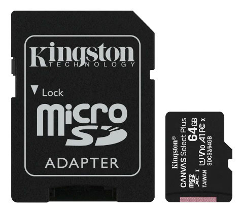 Картка пам'яті Kingston microSDXC 64 Gb Canvas Select+ A1 + adapter (SDCS2/64GB) кінгстон 64 Гб +адаптер флешка
