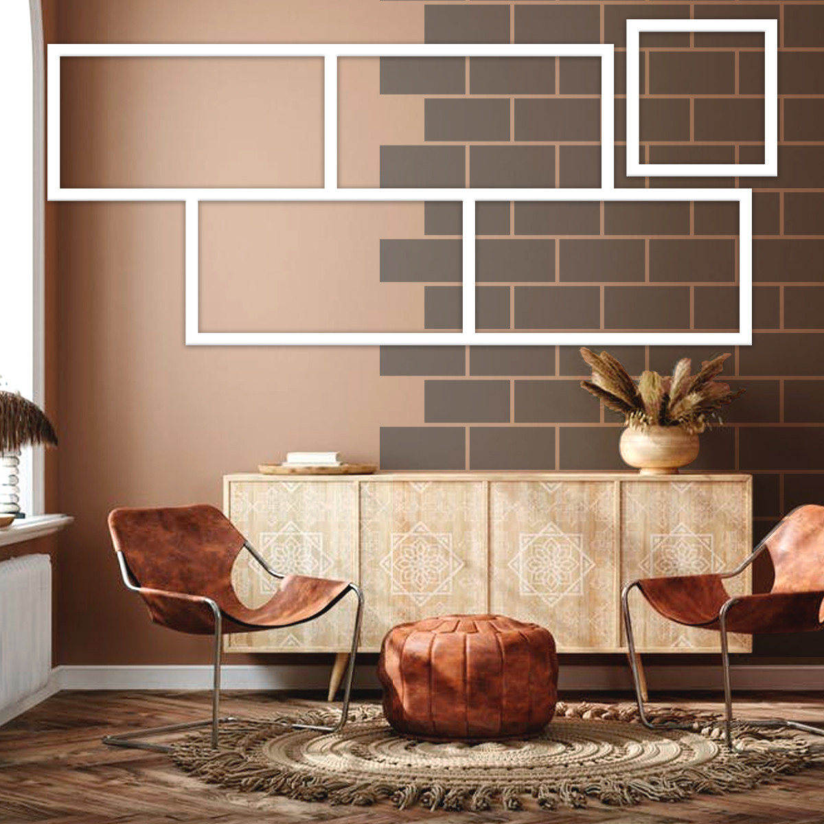 Трафарет товстий 5 мм для штукатурки, фарбування, багаторазовий з імітацією цегляної кладки (370х850), фото 1