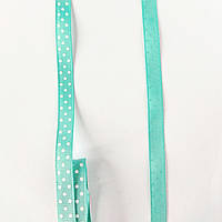Стрічка репсова в горох №54 темна м'ята завширшки 0,9 см