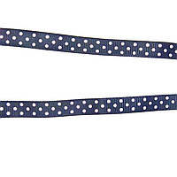 Стрічка репсова в горох колір №32 коричневий завширшки 0,9 см