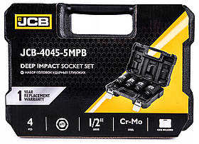 Набір головок ударних глибоких JCB Tools JCB-4045-5MPB 4 од 1/2" 6-гр 34, 36, 38, 41 мм