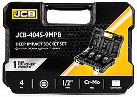 Набір головок ударних глибоких JCB Tools JCB-4045-9MPB 4 од 1/2" 12-гр 34, 36, 38, 41 мм