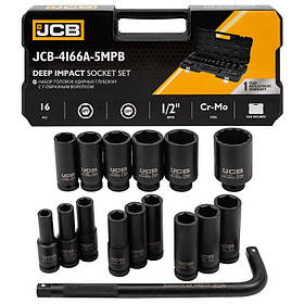 Набір головок ударних глибоких JCB Tools JCB-4166A-5MPB 16 од 1/2'' 6-гр