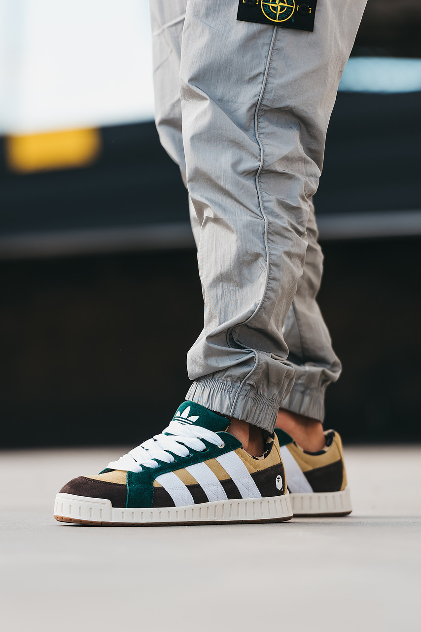 Кросівки чоловічі коричневі Adidas LWST x Bape Beige Green White Brown (17758), фото 1