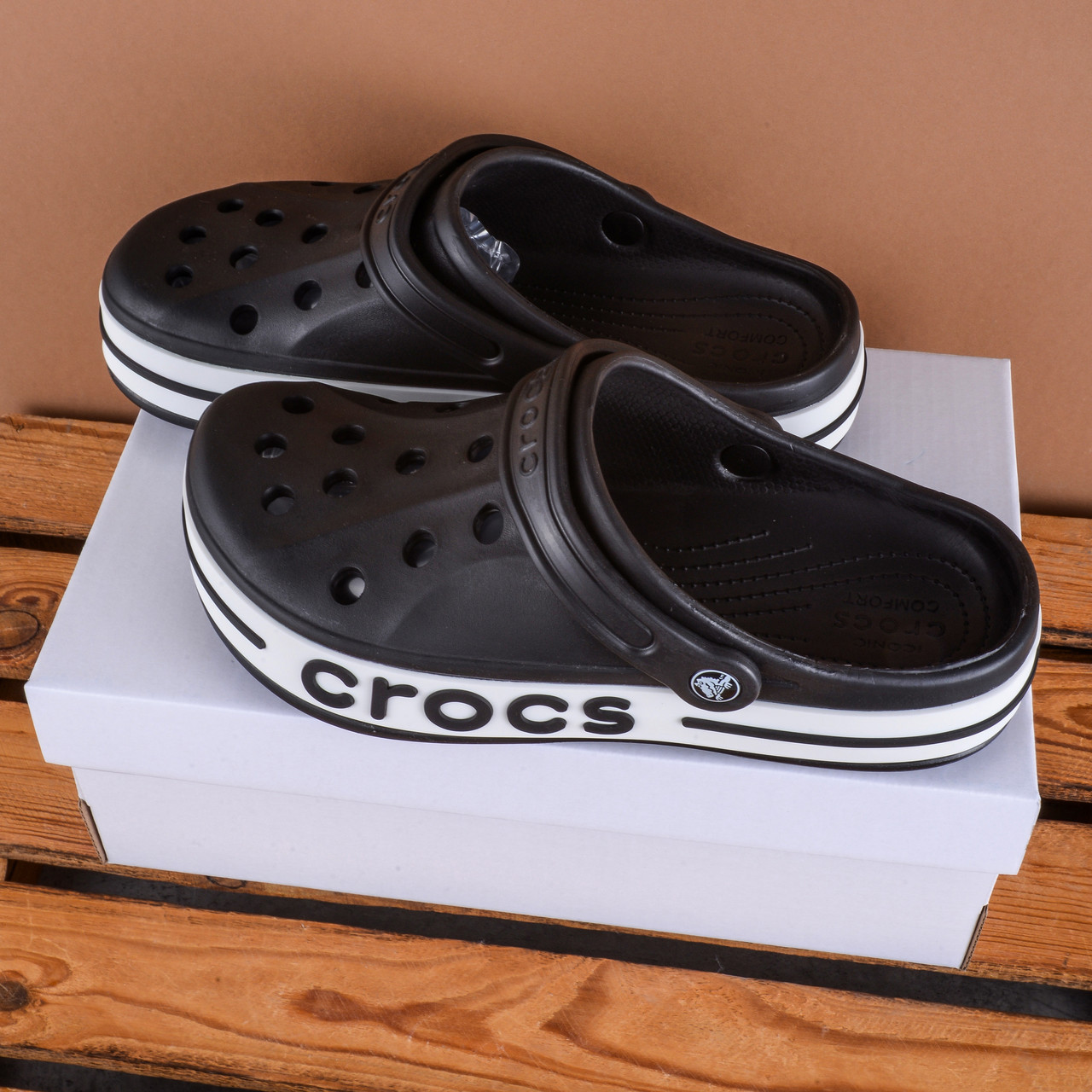 Тапочки шльопанці Crocs крокс сланці чорні