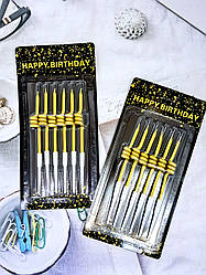 Свічка в торт 6 шт 12 см Золото