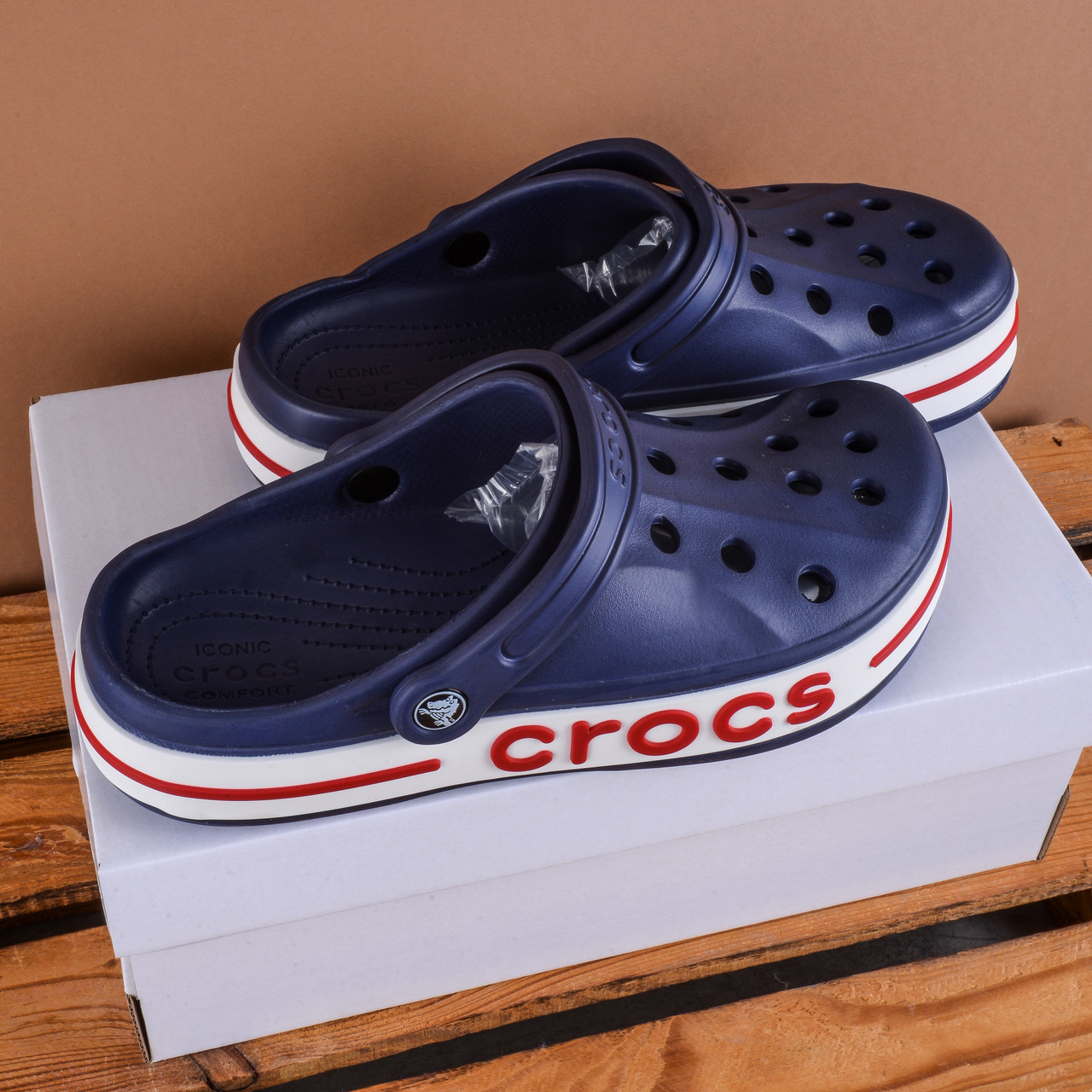 Тапочки шльопанці Crocs крокс сланці сині