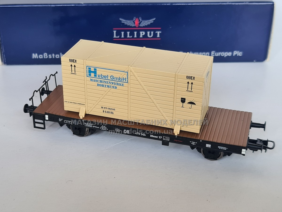 Модель платформи з контейнерним вантажем «Hebel GmbH - Maschinenwerke Dortmund», масштаб 1:87 Liliput 221556