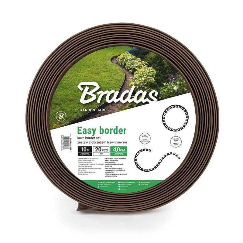 Бордюр газонний 50мм х 10м з комплектом кілків EASY BORDER, чорний, Bradas