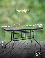 Набір комплект садових меблів 140x80см Verona-6 прямокутний стіл та 6 стільців з ротанга для саду Чорний, фото 4