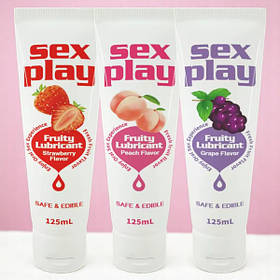 Оральний лубрикант Sex play 60 ml Інтимне змаска лубрикант Аромати полуниці, винограду, персика
