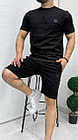 Чоловічий літній костюм Hugo Boss футболка та шорти D12754 чорний S, фото 2