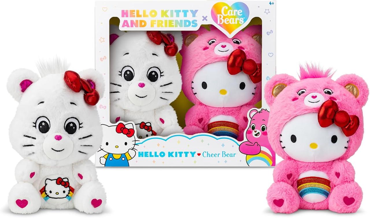 Колекційні плюшеві ведмедики 2 шт. 25 см Хелоу Кітті Care Bears Hello Kitty Loves Cheer Bear