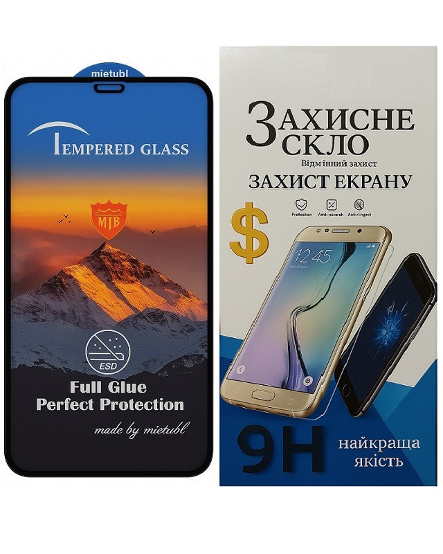 Защитное стекло Mietubl для iPhone XR, ESD Anti-static, 9H, Full Glue с черной рамкой