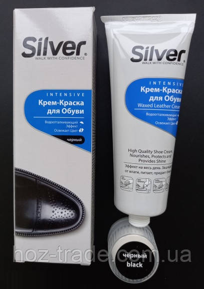 Чорна крем-фарба  для взуття Silver 75ml