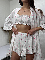 Жіночий мусліновий халат з воланами