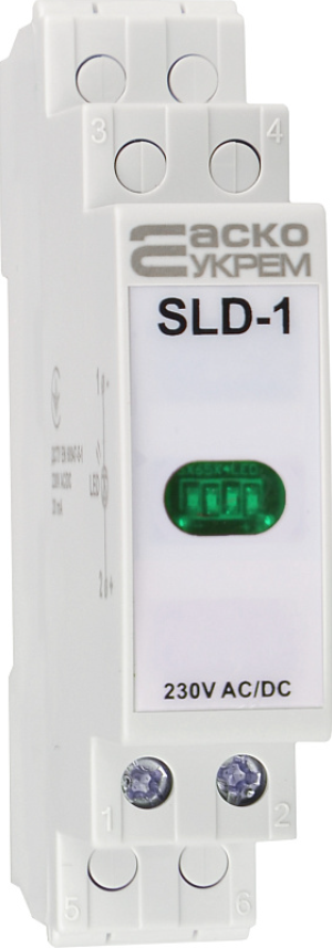 Сигнальний індикатор зелений 230V AC/DC SLD-1 на DIN-рейку