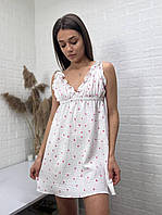 Ніжна жіноча нічна сорочка на брителях з воланами