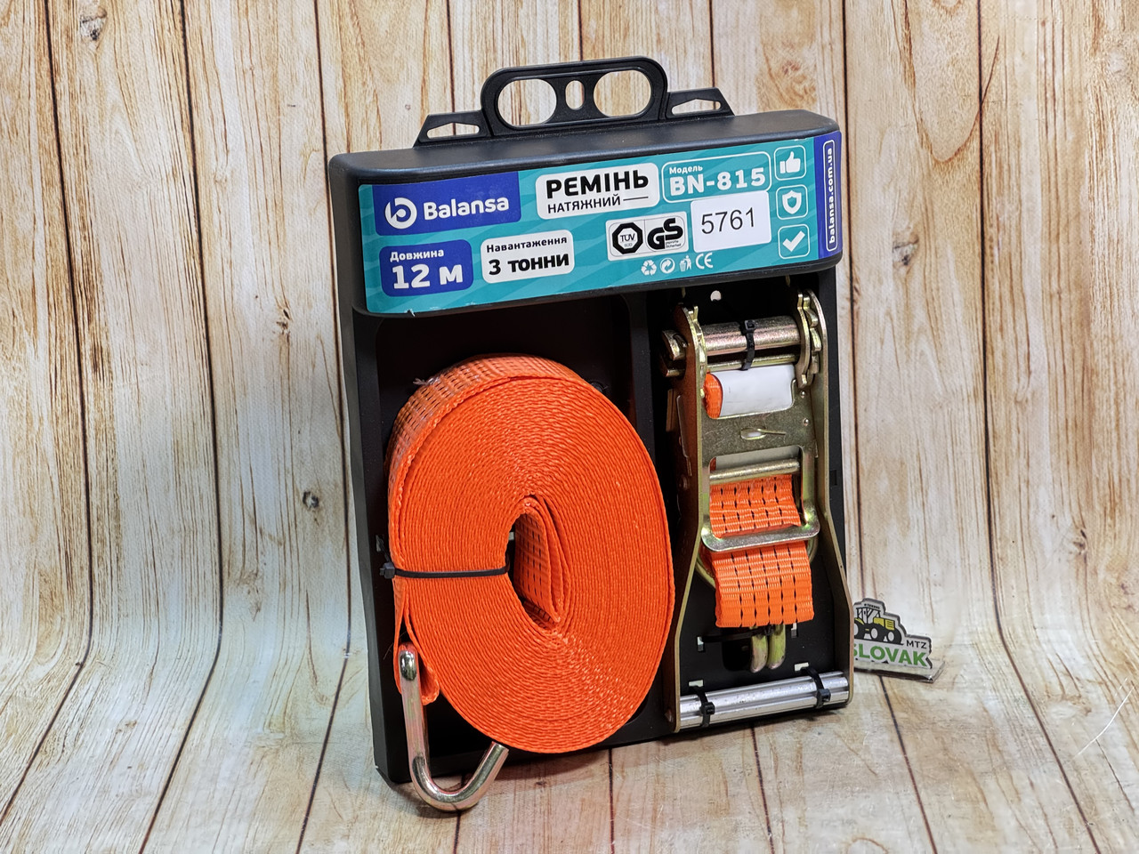 Трос стяжний 3т × 12м × 46мм з металевою ручкою Balansa BN-815, фото 1