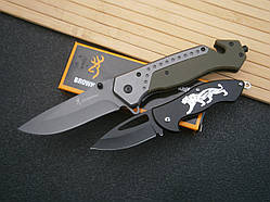 Ніж складаний кишеньковий Browning A835 стропоріз склобій 22 см + подарунок ніж-брелок Tiger Mini