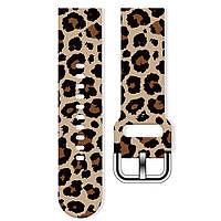 Ремешок силиконовый MRK с принтом Леопард для часов 20 мм с металлической застежкой (mrk6853)