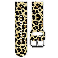 Ремешок силиконовый MRK с принтом Леопард для часов 20 мм с металлической застежкой (mrk6851)