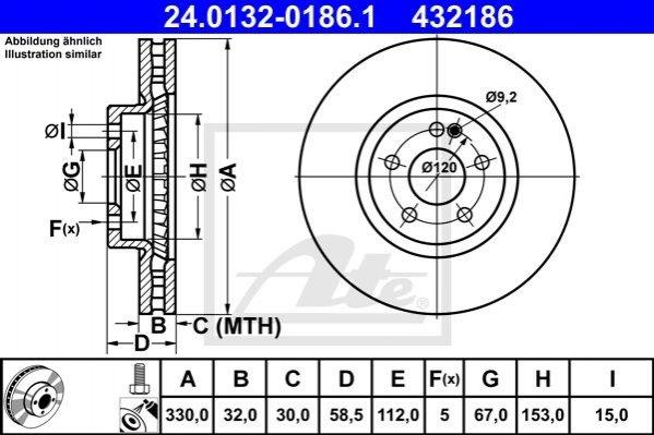 Диск гальмівний ATE 24013201861 Mercedes Vito, V-Class 4474210012, A4474210012