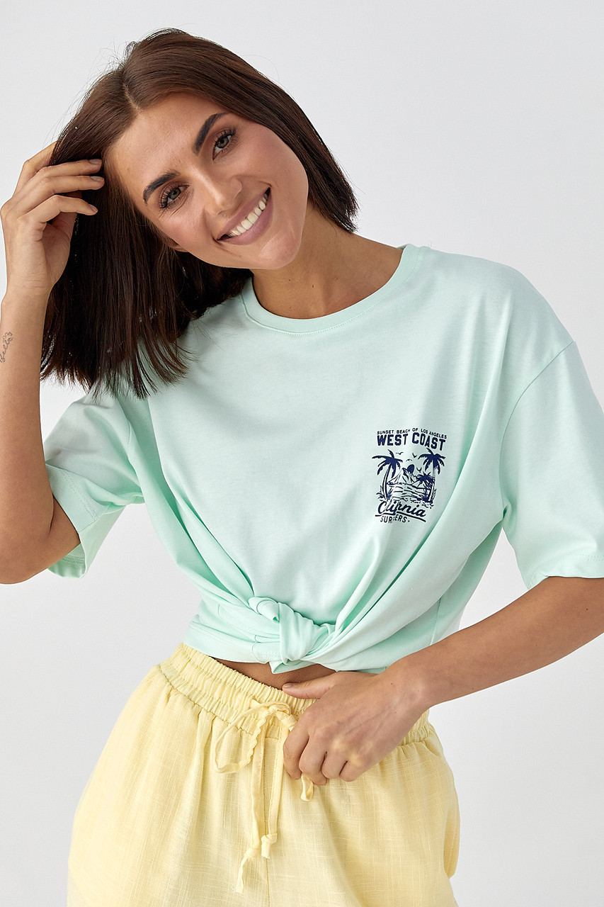 Футболка з принтом California - м'ятний цвет, L (є розміри), фото 1