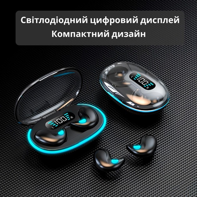 Бездротові навушники вкладиші крапельки Bluetooth 5.3 Inspire M96 Black (M96b). Чорні