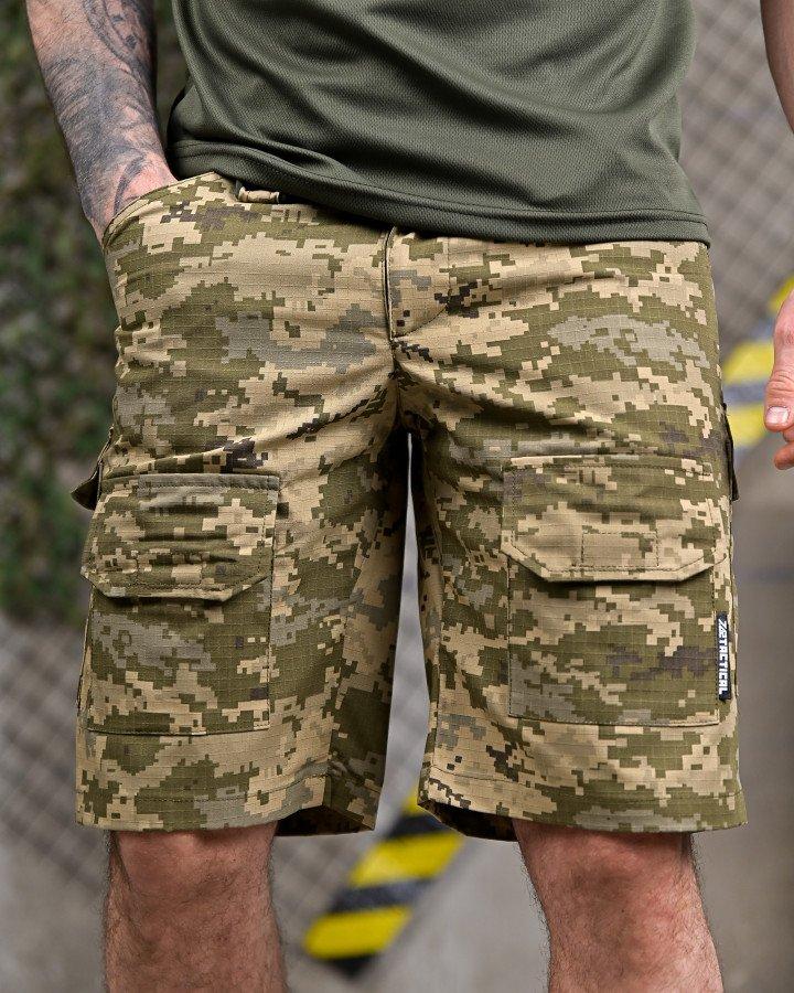 Тактичні шорти PLEZENTVIL 7.62 піксель з еластичними вставками ріп-стоп ПП7474 ТМ, фото 1
