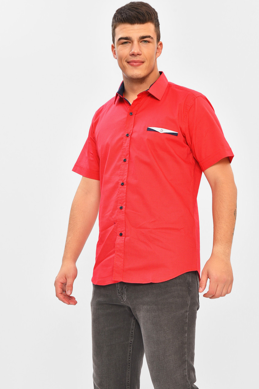 Сорочка чоловіча червоного кольору з принтом 202936P, фото 1