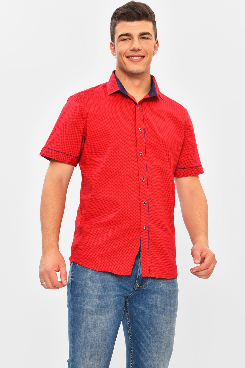 Сорочка чоловіча червоного кольору з принтом 202946P, фото 1