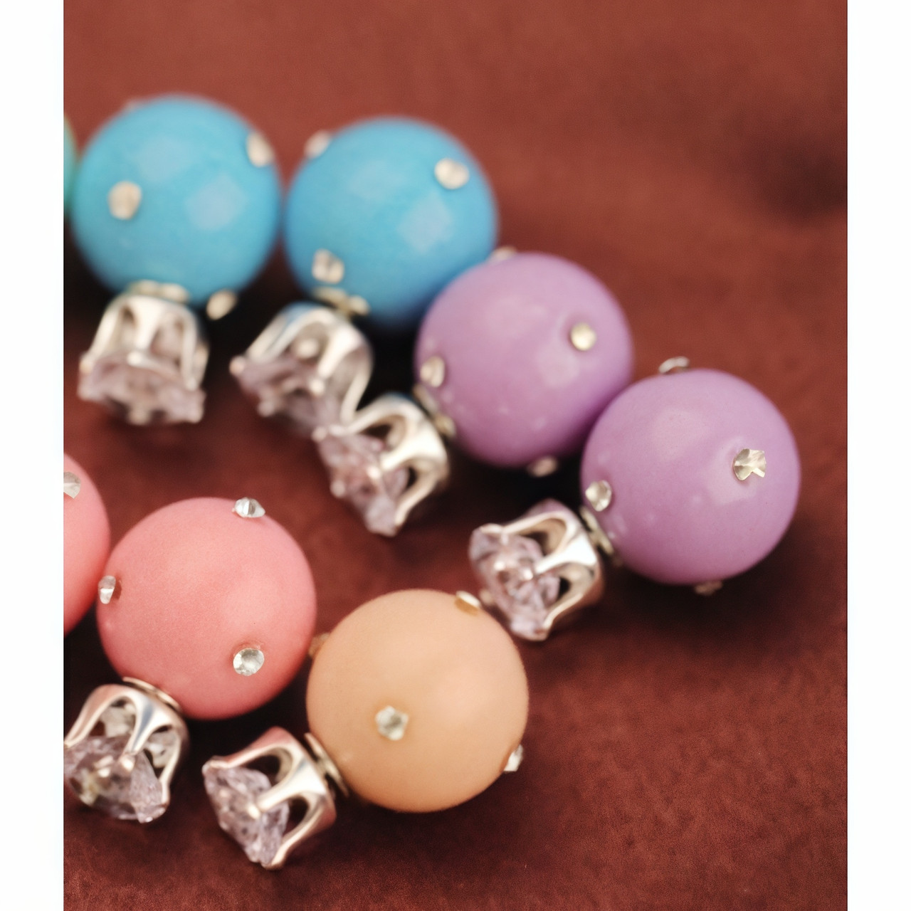 Сережки Діор Dior Бузкові з камінням