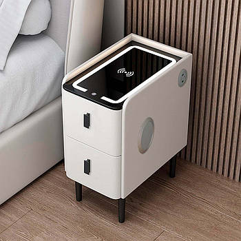 Тумба приліжкова з Bluetooth-колонкою та зарядкою (50×40×30см) / Розумна тумбочка / Смарт тумбочка
