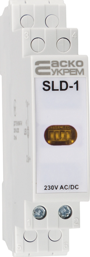 Сигнальний індикатор жовтий 230V AC/DC SLD-1 на DIN-рейку