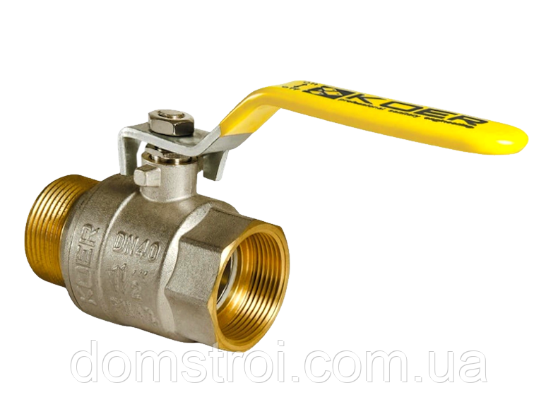 Кран кульовий латунний газовий 1/2" ГШ ручка KOER KG.205 (KR4965)