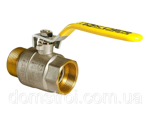 Кран кульовий латунний газовий 1/2" ГШ ручка KOER KG.205 (KR4965), фото 1