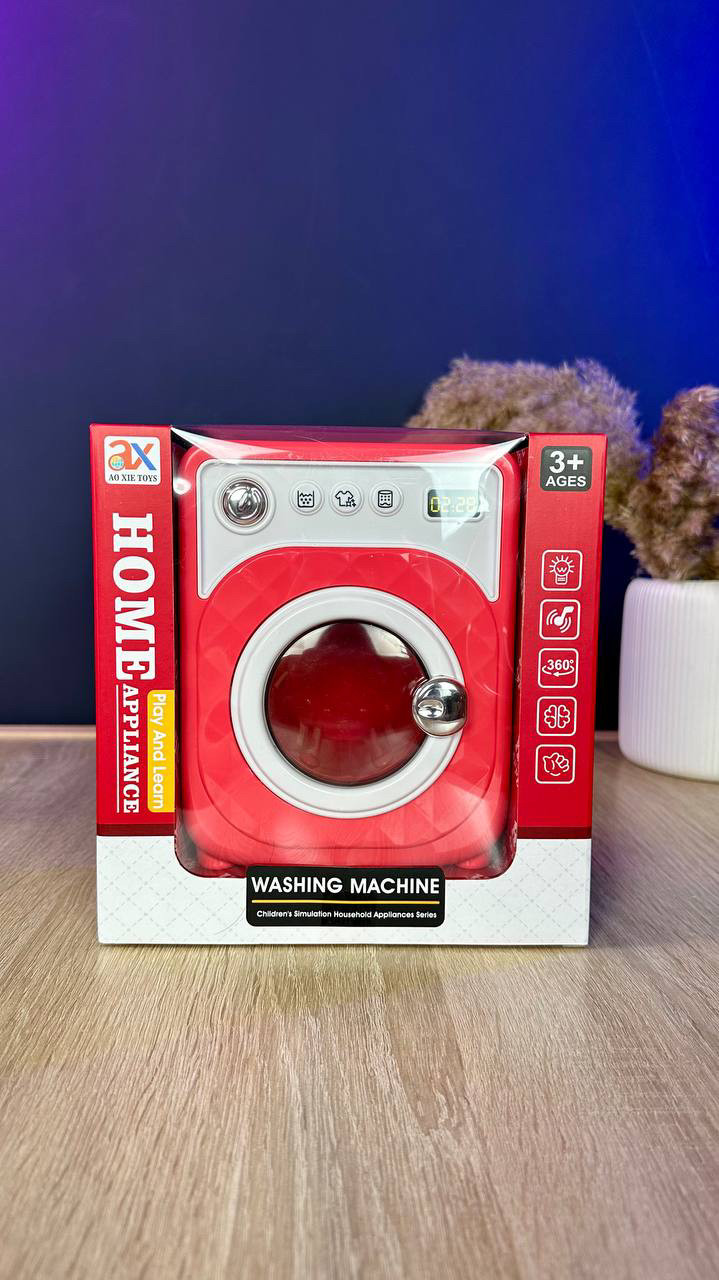 Пральна машина 6852 A (80/2) розмір - 14х9х18 см, підсвічування, звуки, рухомі елементи, на батарейках, в коробці, фото 1