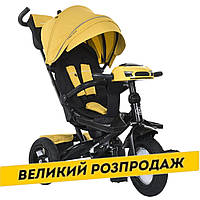 Велосипед триколісний дитячий з батьківською ручкою TURBO TRIKE MT 1007-10 Жовтий