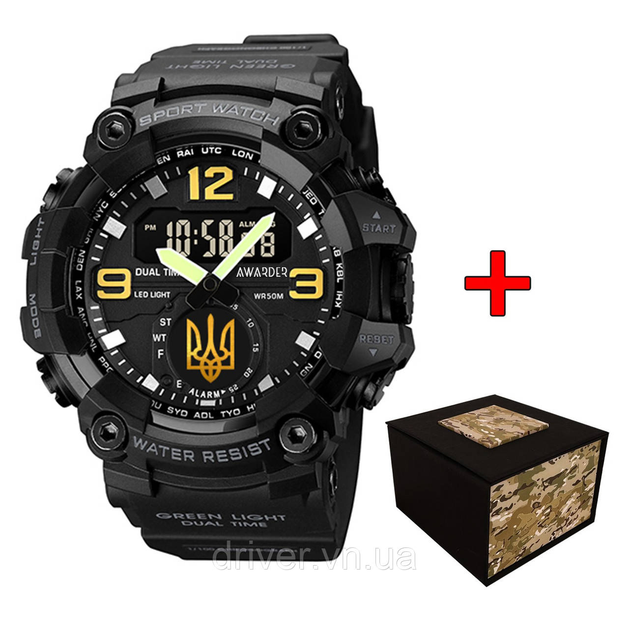 Awarder 003BKUAGD Тризуб золото Чорні + Коробка, фото 1