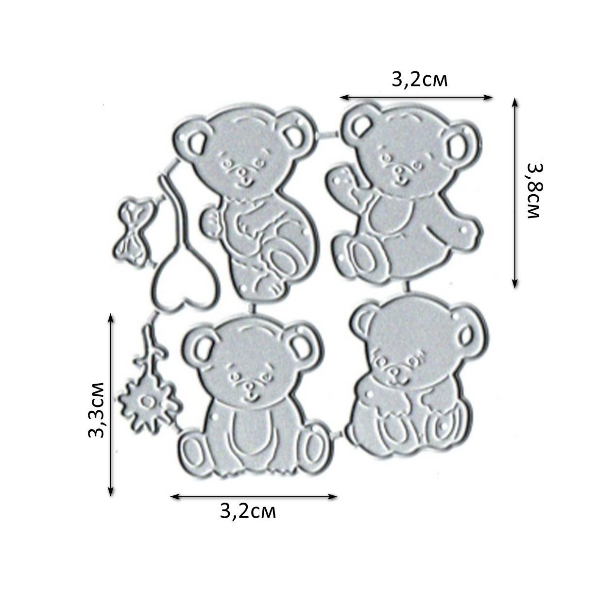 Ніж для створення вирубки із картона Медведики NOZ177, фото 1
