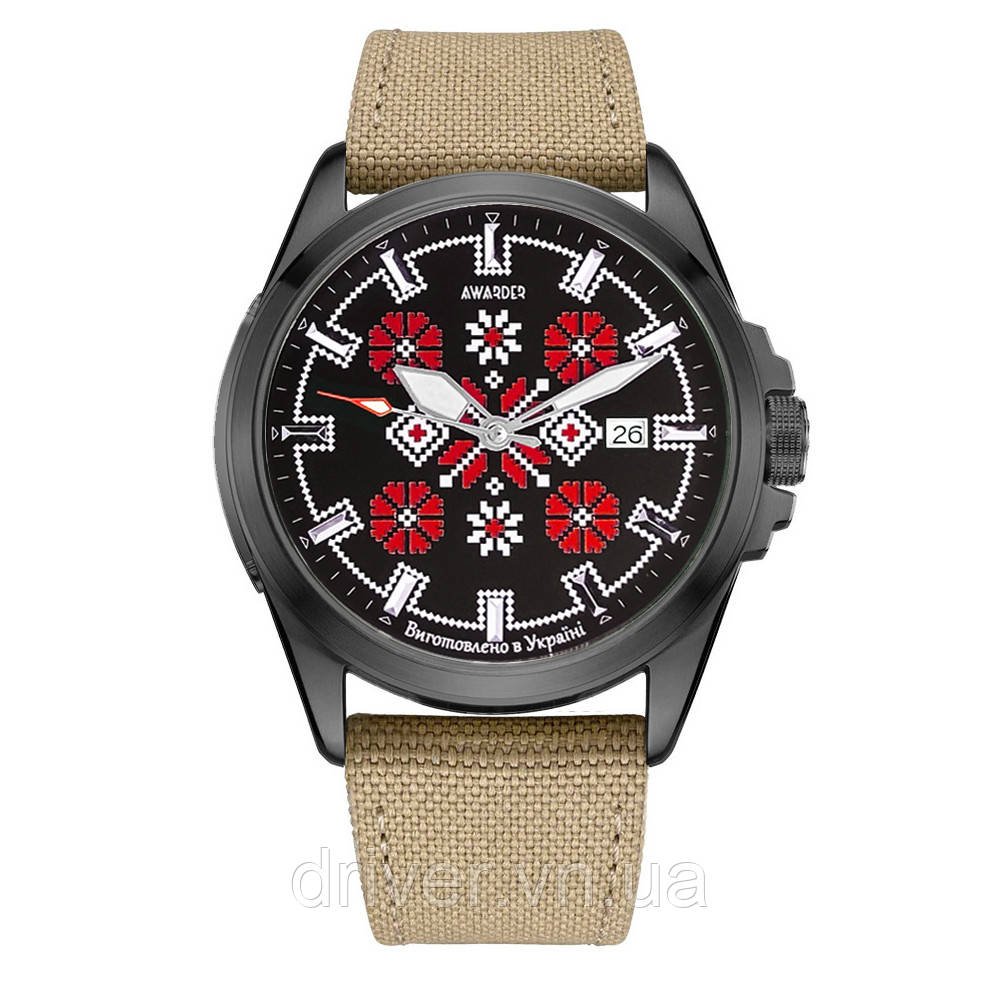 Awarder Embroidery Black-Red Khaki Automatic 10ATM, фото 1