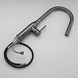 Змішувач для кухні GAPPO G4398-41 з висувним виливом, нерж. сталь, Ø35, збройова сталь, фото 8