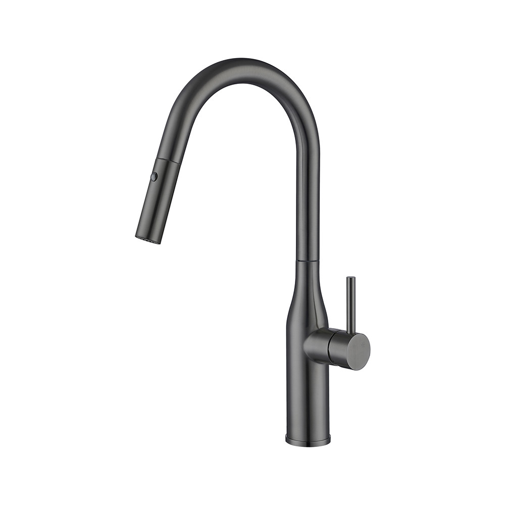 Змішувач для кухні GAPPO G4398-41 з висувним виливом, нерж. сталь, Ø35, збройова сталь, фото 1