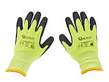 Робочі рукавички флуоресцентні зимові Geko G75002, Утеплені рукавички для роботи, Рукавички з прорезиненою поверхнею, фото 4