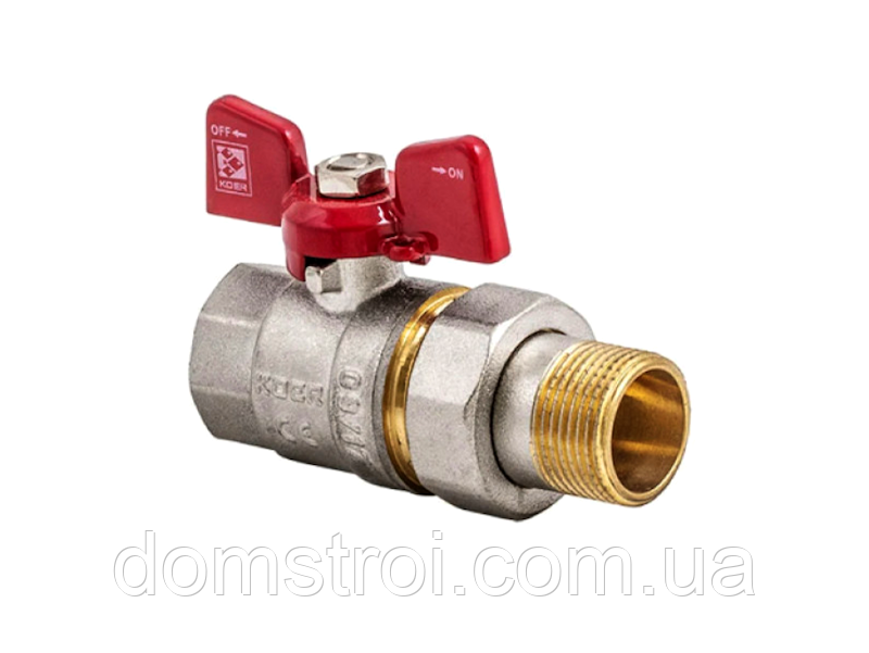 Кран кульовий латунний для води 3/4" ГШ американка метелик KOER KR.227 (KR0017)