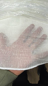 Тюль льон молочного кольору з обважнювачем