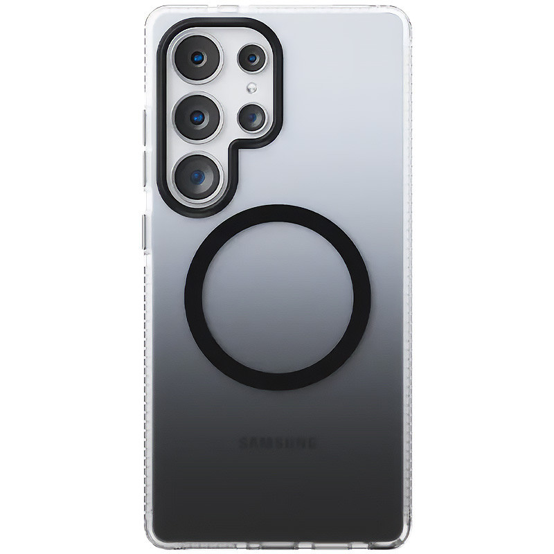 Градієнтний прозорий чохол Phantom with MagSafe для Samsung Galaxy S25 Ultra | TPU+PC Black, фото 1