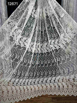 Тюль фатин із вишивкою